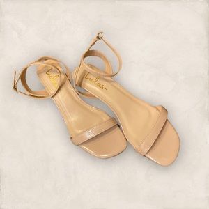 Lulus Nude Ankle Strap Low Skinny Block Heel.                       🖤🖤